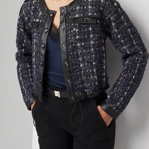 White House Black Market Elegant Black and Blue Women's Tweed Jacket
